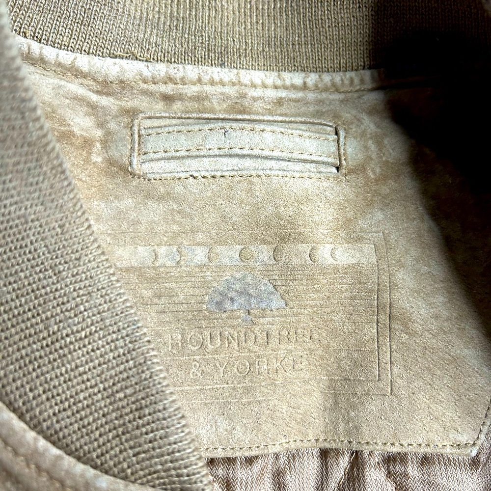 Roundtree‎ & Yorke Men’s Tan Suede Leather Bomber Jacket Size Medium - Picture 7 of 8